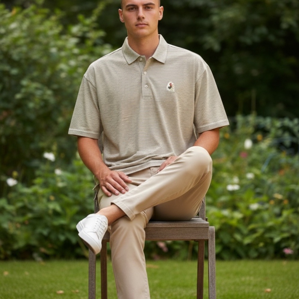 Peter Millar Men’s Golf Polo Beige Stripe XL